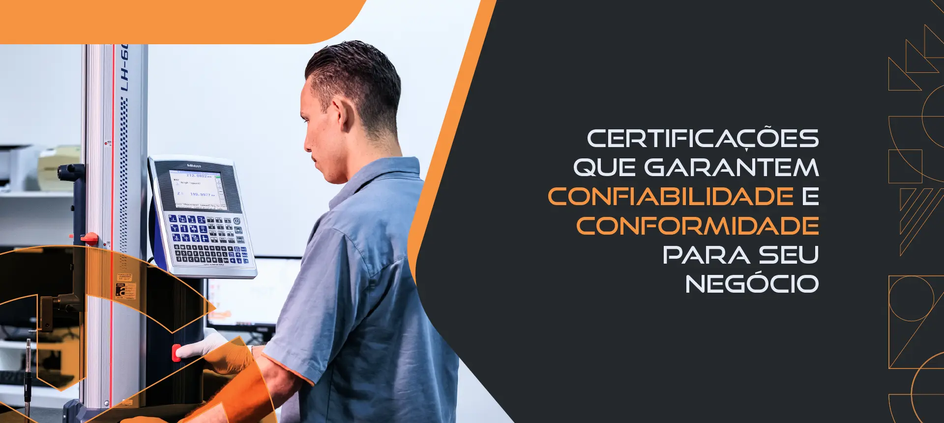 Profissional utilizando equipamento de medição com certificações de qualidade para garantir confiabilidade e conformidade.