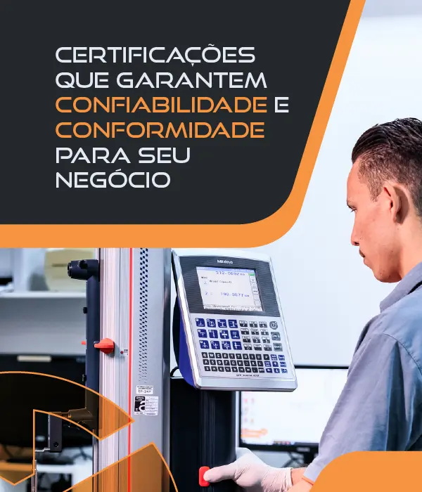 Profissional utilizando equipamento de medição com certificações de qualidade para garantir confiabilidade e conformidade.

